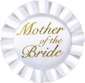 img 1 attached to White/Gold Satin Button For Mother Of The Bride - 3-1/2 Inches - One Size - Beistle