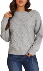 img 4 attached to Fashionable Women'S Long Sleeve Ribbed Knit Pearl Sweater Pullover By Miessial