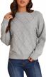 fashionable women's long sleeve ribbed knit pearl sweater pullover by miessial logo