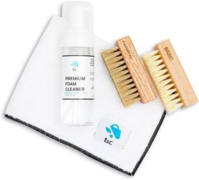 img 2 attached to 👟 Deluxe Sneaker Cleaning Kit - Eco Friendly Foam Premium Cleaner with 2 Brushes and Microfiber Towel - Suitable for All Materials - 5.06 oz - Cleans up to 50 Pairs