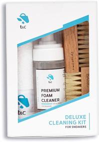 img 4 attached to 👟 Deluxe Sneaker Cleaning Kit - Eco Friendly Foam Premium Cleaner with 2 Brushes and Microfiber Towel - Suitable for All Materials - 5.06 oz - Cleans up to 50 Pairs