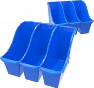 organize your space with storex small book bin 6-pack in blue for home, office & classroom use логотип
