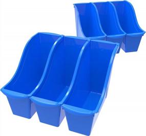 img 4 attached to Organize Your Space With Storex Small Book Bin 6-Pack In Blue For Home, Office & Classroom Use