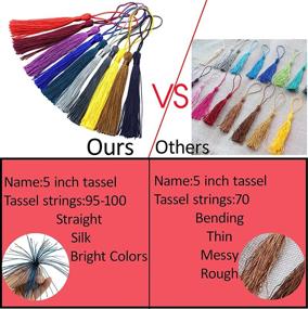img 2 attached to 100Pcs 13Cm/5 Inch Silky Floss Bookmark Tassels With 2-Inch Cord Loop And Small Chinese Knot For Jewelry Making, Souvenir, Bookmarks, DIY Craft Accessory (Green)