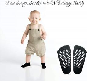 img 1 attached to 6/12 пар противоскользящих носков для малышей, нескользящие носки до щиколотки с ручками для малышей, для мальчиков и девочек - Jamegio