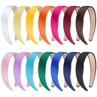 colorful satin headbands set of 14 - perfect for diy crafting and fashionable women and girls! logo