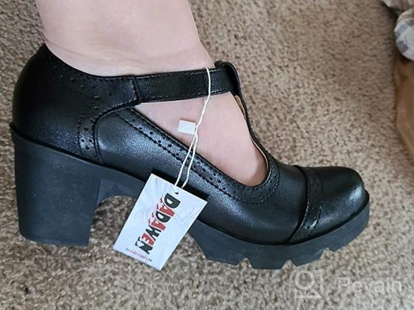 img 1 attached to Womens Leather Mary Jane Oxfords - Classic T-Strap Platform, Chunky Mid-Heel Pumps With Square Toe Design For Dressy And Formal Occasions By DADAWEN review by James Thakur