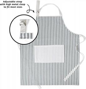 img 1 attached to Folkulture Aprons For Women, Kitchen Apron Or Chef Apron, 100% Cotton Aprons For Men With An Adjustable Neck Strap And Center Pockets For Cooking Or Baking, 27.5"X31.5", Greyish Blue