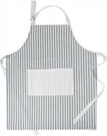 folkulture aprons for women, kitchen apron or chef apron, 100% cotton aprons for men with an adjustable neck strap and center pockets for cooking or baking, 27.5"x31.5", greyish blue logo