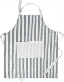 img 4 attached to Folkulture Aprons For Women, Kitchen Apron Or Chef Apron, 100% Cotton Aprons For Men With An Adjustable Neck Strap And Center Pockets For Cooking Or Baking, 27.5"X31.5", Greyish Blue