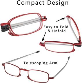 img 2 attached to 👓 2-Pack Black and Red Wine Folding Reading Glasses for Women and Men with Blue Light Blocking - Includes Glasses Case