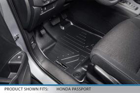 img 3 attached to 🚗 Enhance Your Honda Passport's Interior with SMARTLINER Custom Fit Floor Mats - 2 Row Liner Set in Stunning Black (2019-2021 Compatible)