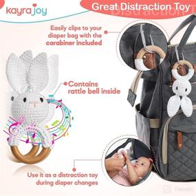 img 2 attached to 🐰 Adorable Crochet Bunny Rattle: Wood Teething Ring with Clip for Baby Boys and Girls - Natural Cotton Bunny Teether with Diaper Bag Accessory