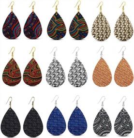 img 4 attached to Get Ready To Shine With Lureme'S Handmade Teardrop Leaf Faux Leather Earrings Set For Women (Er006191)!