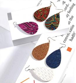 img 1 attached to Get Ready To Shine With Lureme'S Handmade Teardrop Leaf Faux Leather Earrings Set For Women (Er006191)!