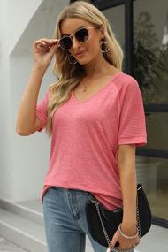 img 2 attached to Heymiss V Neck T Shirts For Women Mesh Short Sleeve Tshirts Casual Dressy Tops