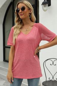img 3 attached to Heymiss V Neck T Shirts For Women Mesh Short Sleeve Tshirts Casual Dressy Tops