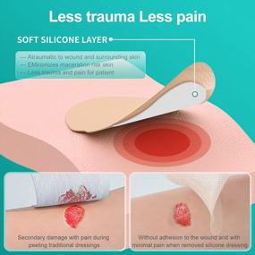 img 1 attached to Dimora Wound Dressing Sacrum Foam Bandages Silicone Adhesive Border 7"X7" Waterproof Sacral Pads Absorbent Breathable Bed Sore Pressure Dressing