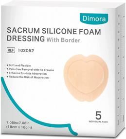 img 4 attached to Dimora Wound Dressing Sacrum Foam Bandages Silicone Adhesive Border 7"X7" Waterproof Sacral Pads Absorbent Breathable Bed Sore Pressure Dressing