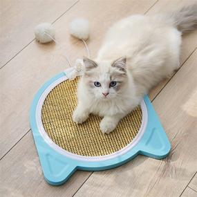 img 3 attached to 🐾 Wall-Mounted Cat Scratcher with Sisal Fabric - Indoor Cat Scratch Post for Walls, Floors, Doors, and Windows - Includes Suction Cup and Adhesive Pad - Blue