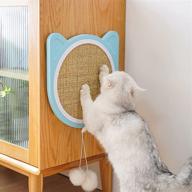 🐾 wall-mounted cat scratcher with sisal fabric - indoor cat scratch post for walls, floors, doors, and windows - includes suction cup and adhesive pad - blue logo