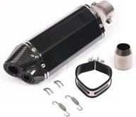 🏍️ istunt motorcycle dual outlet 14.6" universal exhaust muffler: carbon pattern stainless steel slip-on with 2" inlet and welding adaptor - noise free silencer & enhanced performance logo