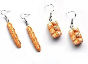 img 1 attached to 🍞 Delightful Toast Bread Dangle Earrings: Quirky & Charming Resin Food Imitations for Birthday Celebrations