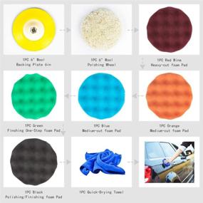 img 2 attached to 🚗 Huston Lowell 6 Inch Car Polishing Pads Kit, 10PCS Set Buffing Sponge (5 Waffle Foam & 1 Wool Grip Pads & 1 Polisher Grip Backing Plate & M14 Drill Adapter) – Ideal for Car Polishing, Buffing, and Sealing Glaze