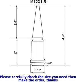 img 3 attached to 🔒 Set of 24 Chrome Spiked Lug Nuts (12mmx1.5) with Security Key