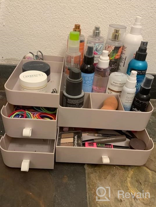 img 1 attached to White Makeup Organizer For Vanity - Cosmetic Storage Box With Drawers, Large Desk Organizer For Lipstick, Brushes, Skincare, Lotions, Perfumes, Eyeshadow & Nail Polish Bathroom Countertops review by Alex Tellekson