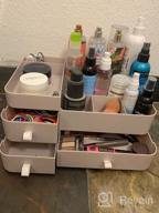 img 1 attached to White Makeup Organizer For Vanity - Cosmetic Storage Box With Drawers, Large Desk Organizer For Lipstick, Brushes, Skincare, Lotions, Perfumes, Eyeshadow & Nail Polish Bathroom Countertops review by Alex Tellekson