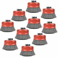 10-pack aain® a017t 3in wire wheel brush cup set, 5/8-11 threaded arbor, max rpm 12500 for metal rust removal & light conditioning logo