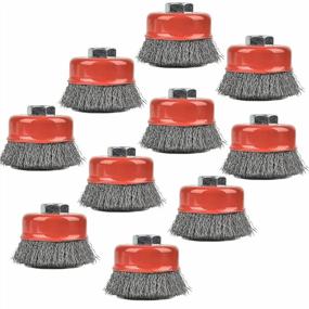 img 4 attached to 10-Pack Aain® A017T 3In Wire Wheel Brush Cup Set, 5/8-11 Threaded Arbor, Max RPM 12500 For Metal Rust Removal & Light Conditioning