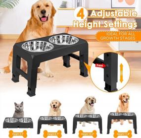 img 3 attached to Adjustable Elevated Dog Bowl Stand With Stainless Steel Bowls For Small, Medium, And Large Dogs - Non-Slip Design For Easy Feeding