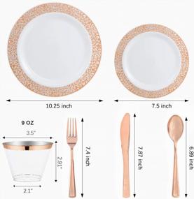 img 3 attached to Supernal 180-Piece Rose Gold Tableware Set - 30 Guests Disposable Plates, Cutlery, And Cups With 9 OZ Capacity - Perfect For Parties, Birthdays, And Special Occasions