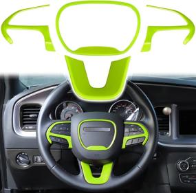 img 4 attached to LAIKOU Steering Wheel Cover Trim Ring Frame Kit - Interior Accessories for Dodge Challenger Charger (2015-2021), Durango (2014-2021), and Jeep Grand Cherokee SRT8 - Green