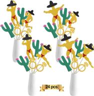 mexican cactus bridal shower decorations - 24 piece set of glitter gold centerpiece sticks for bachelorette, hen party and engagement celebrations logo