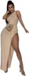 sexy one shoulder maxi dress with ribbed design and high slit - perfect beachwear for women by xllais logo