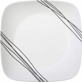 img 2 attached to Corelle Vitrelle 18-Piece Service For 6 Dinnerware Set, Triple Layer Glass And Chip Resistant, Lightweight Square Plates And Bowls Set, Simple Sketch
