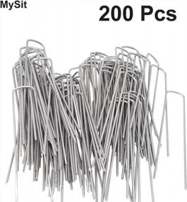 img 3 attached to MySit 6" Galvanized Landscape Staples Garden Stakes Pins 200 Pack, Heavy-Duty 11 Gauge Garden Staples Anti-Rust Fence Stakes For Anchoring Weed Barrier Fabric Irrigation Tubing Soaker Hose