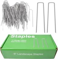 mysit 6" galvanized landscape staples garden stakes pins 200 pack, heavy-duty 11 gauge garden staples anti-rust fence stakes for anchoring weed barrier fabric irrigation tubing soaker hose logo