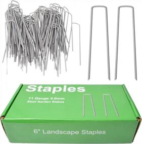 img 4 attached to MySit 6" Galvanized Landscape Staples Garden Stakes Pins 200 Pack, Heavy-Duty 11 Gauge Garden Staples Anti-Rust Fence Stakes For Anchoring Weed Barrier Fabric Irrigation Tubing Soaker Hose