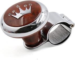 img 4 attached to 👑 Enhanced Steering Wheel Knob Power Handle for Auto Car - Brown Crown Pattern Design