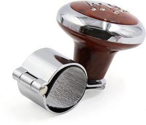 img 2 attached to 👑 Enhanced Steering Wheel Knob Power Handle for Auto Car - Brown Crown Pattern Design