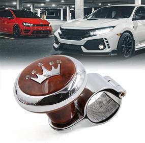 img 3 attached to 👑 Enhanced Steering Wheel Knob Power Handle for Auto Car - Brown Crown Pattern Design