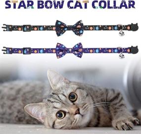 img 1 attached to 🐾 EXPAWLORER Cat Bow Tie Collar with Bell - 2 Pack Planet Design Breakaway Safe Buckle Kitty Collars: Adorable and Adjustable Accessories for Your Kitty Puppy Boy or Girl