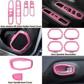 img 3 attached to 🚗 31-Piece Pink Car Interior Accessories Trim Kit - Enhancing style with Air Conditioning Vent Decorations, Door Speaker Covers, Water Cup Holder, Headlight Switch, and Window Lift Button Covers perfectly fitted for Jeep Renegade 2015-2021