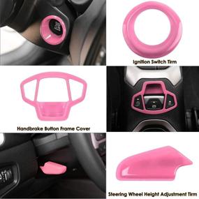 img 2 attached to 🚗 31-Piece Pink Car Interior Accessories Trim Kit - Enhancing style with Air Conditioning Vent Decorations, Door Speaker Covers, Water Cup Holder, Headlight Switch, and Window Lift Button Covers perfectly fitted for Jeep Renegade 2015-2021