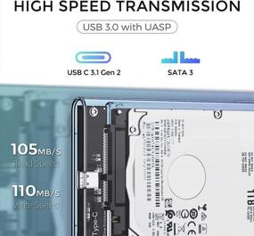 img 1 attached to EAGET 2.5 Inch External Hard Drive Enclosure USB C 3.1 to SATA III 6Gbps UASP Transparent HDD Case 7/9.5mm SSD Tool-Free - Compatible with PC, TV, PS4, and Xbox