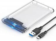 eaget 2.5 inch external hard drive enclosure usb c 3.1 to sata iii 6gbps uasp transparent hdd case 7/9.5mm ssd tool-free - compatible with pc, tv, ps4, and xbox logo